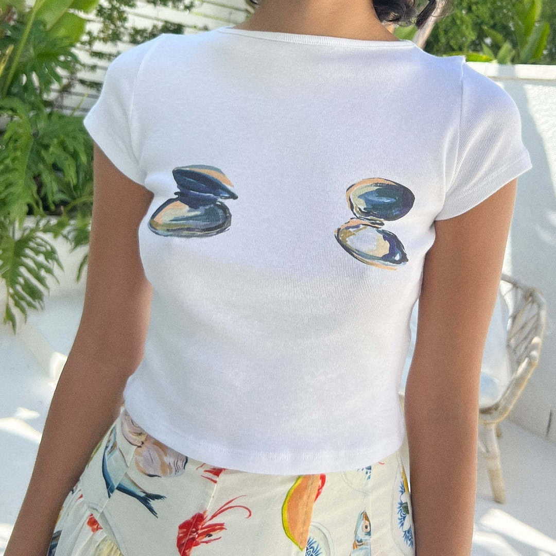 Marie – T-shirt en Coton Imprimé à Manches Courtes Y2G