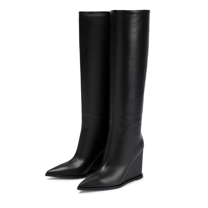 Nicole – Bottes Hautes Évasées en Cuir Vegan pour Femmes