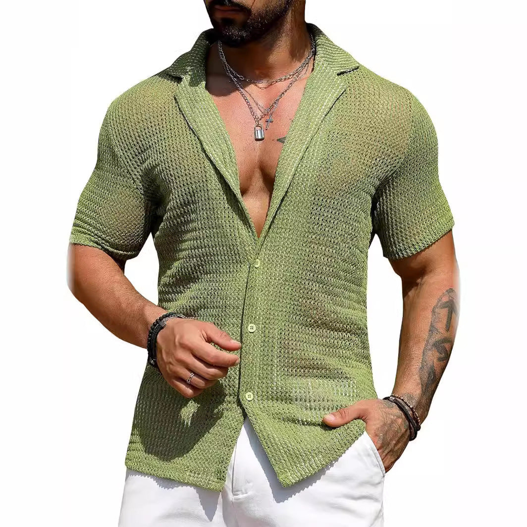 Jon – Chemise Cardigan Respirante à Manches Courtes
