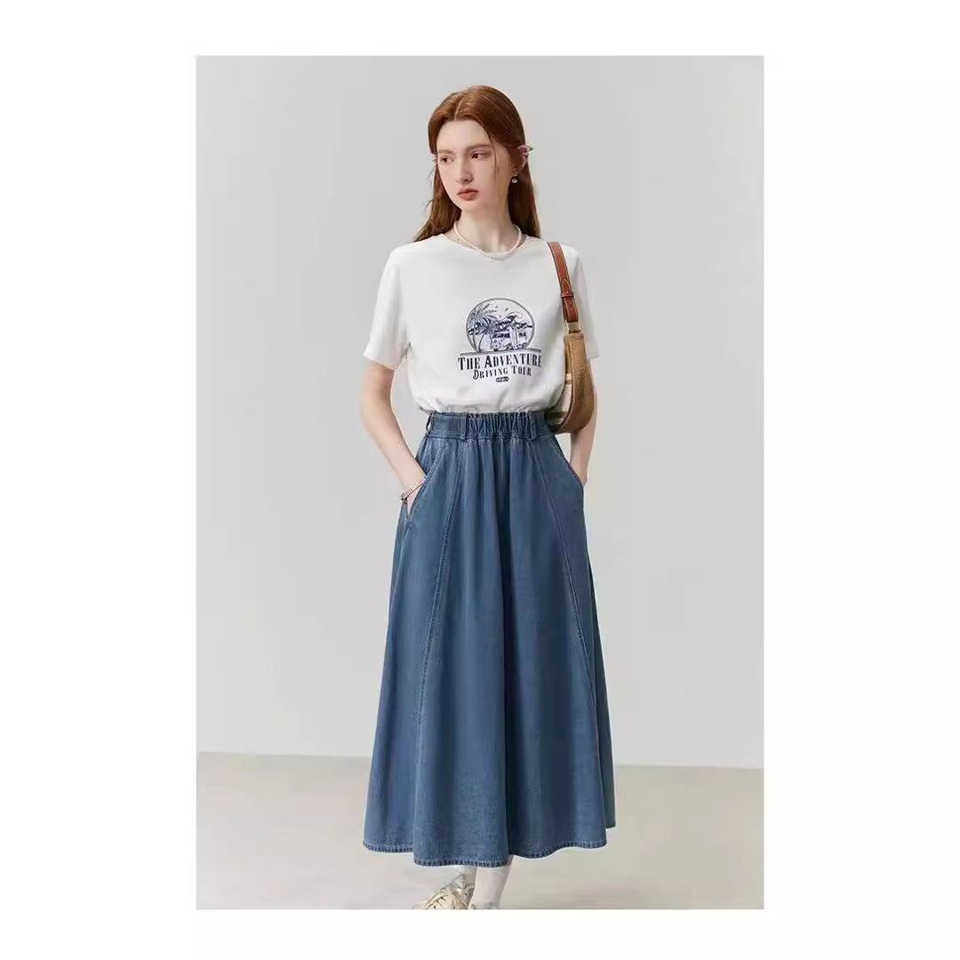 Caroline – T-shirt à Épaules Tombantes et Manches Courtes Imprimées