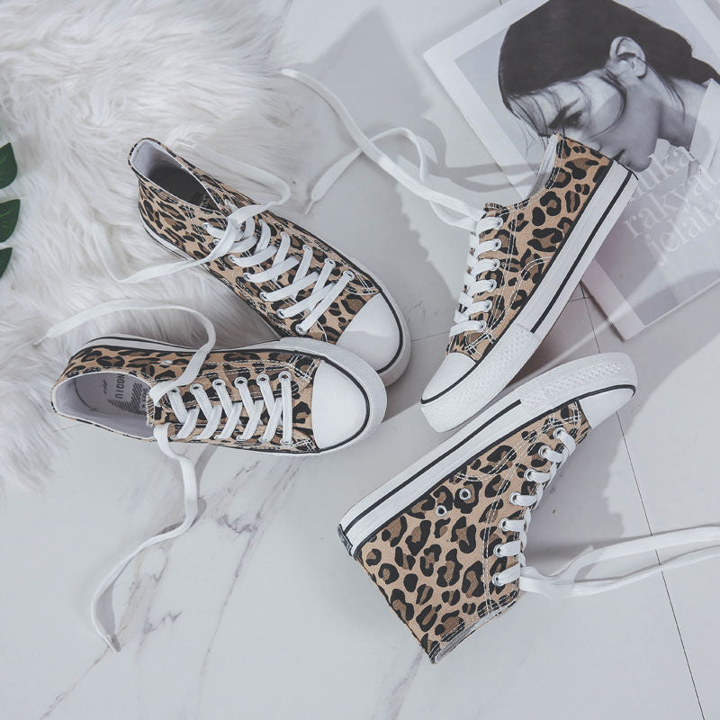 Dawn – Chaussures montantes léopard en toile rétro décontractées