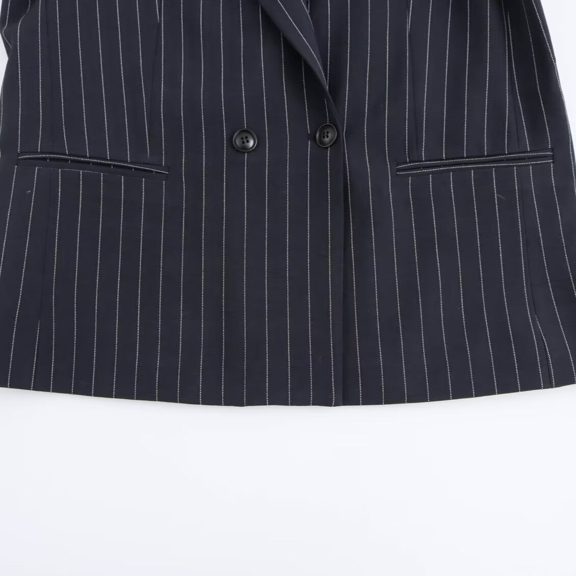 Anne – Manteau ample à rayures à double boutonnage