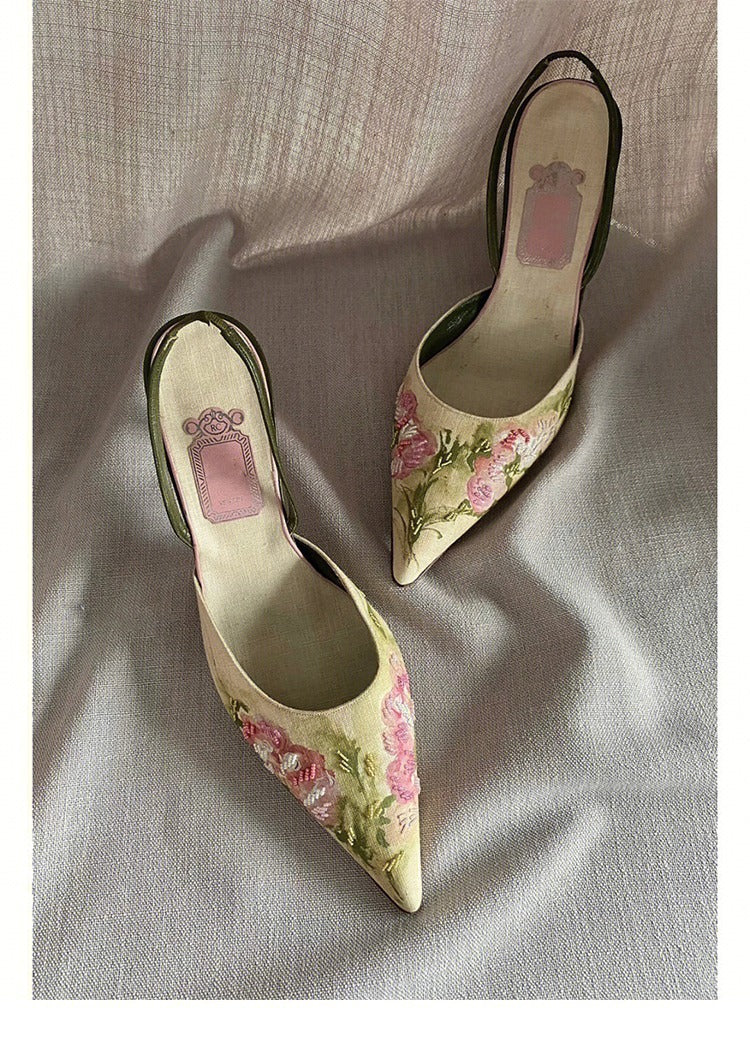 Danielle – Chaussures à Talons Aiguilles Vintage Brodées