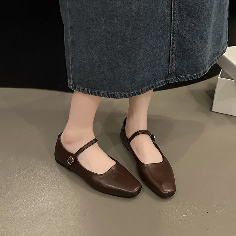 Ruth – Chaussures Mary Jane à Talon Plat Style Coréen en Cuir Végan