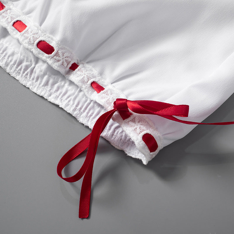 Lisa – Shorts avec Nœud en Dentelle et Couleurs Contrastées