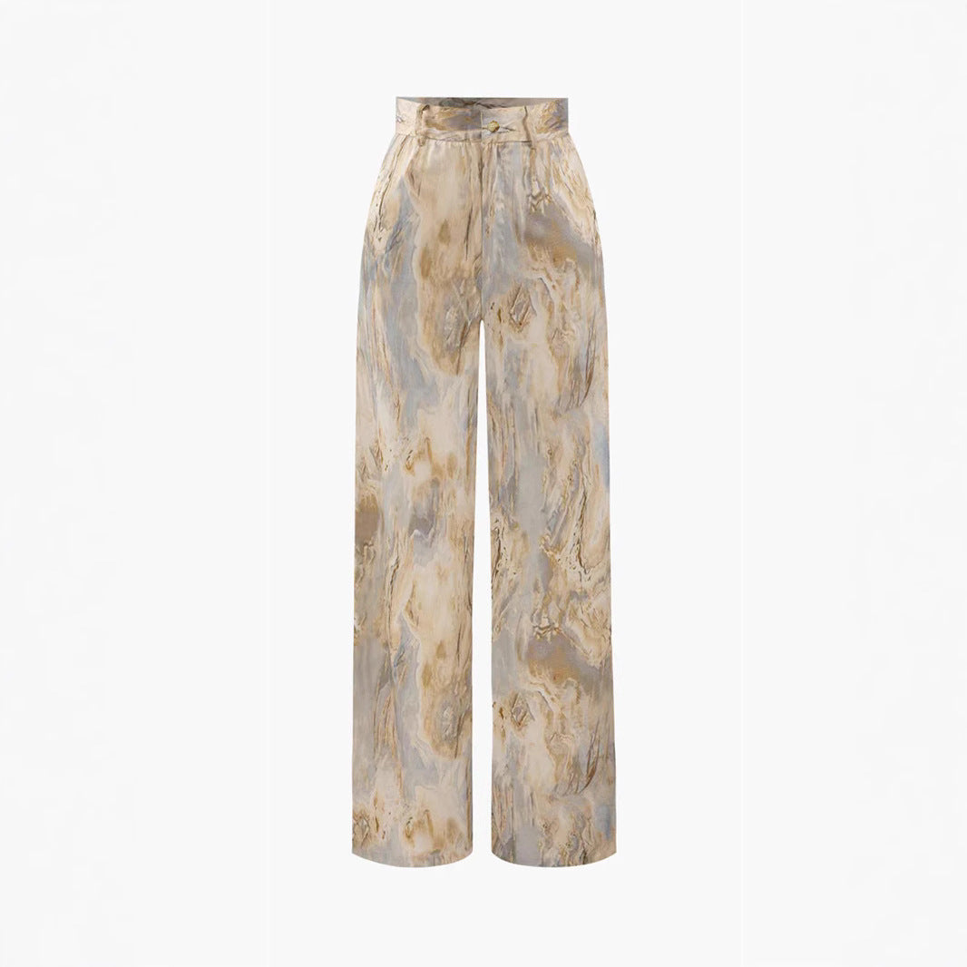 Ann – Pantalon Imprimé Rétro Taille Haute