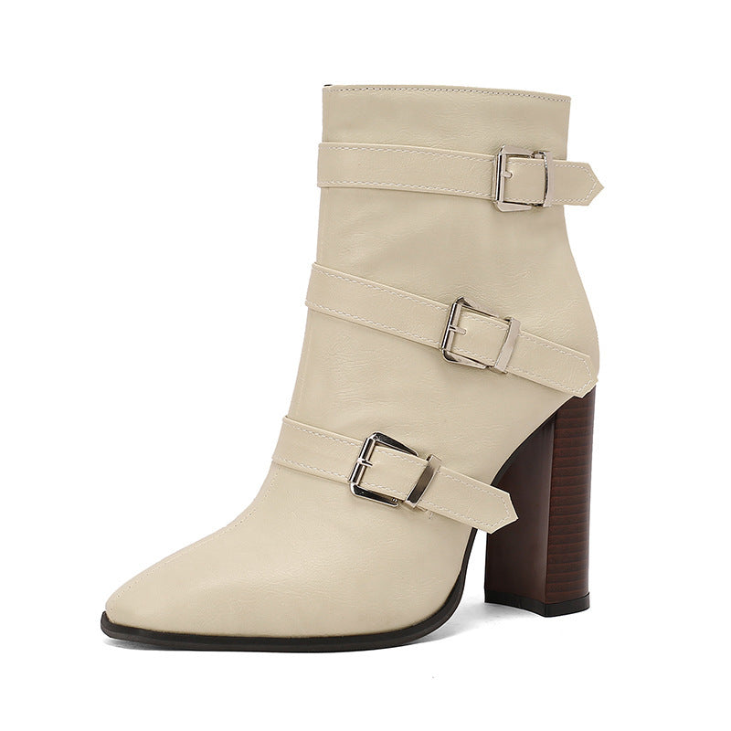 Lauren – Bottines à Boucle et Talons Épais