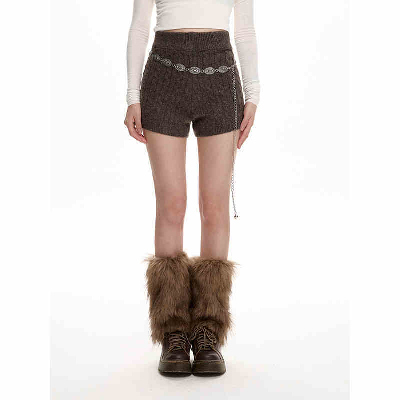 Lisa – Pantalon Court à Taille Haute et Jambe Large en Tricot