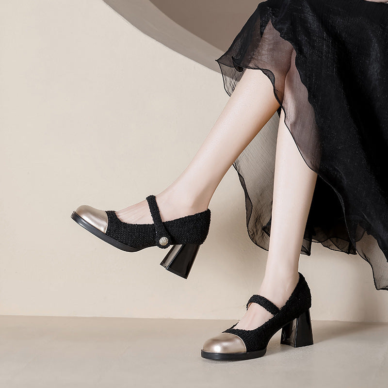 Helen – Chaussures à Talons Épais et Bout Rond