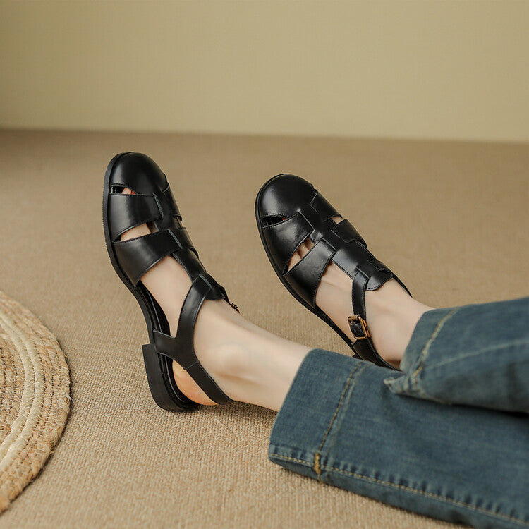 Mandy – Chaussures Romaines à Semelle Plate Rétro