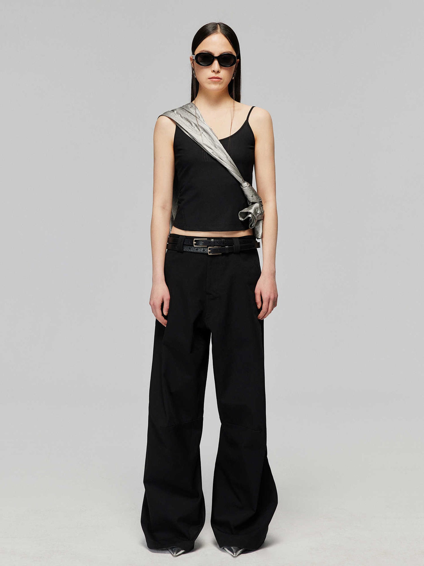 Heather – Pantalon Large Jambe Droite Décontracté en Coton