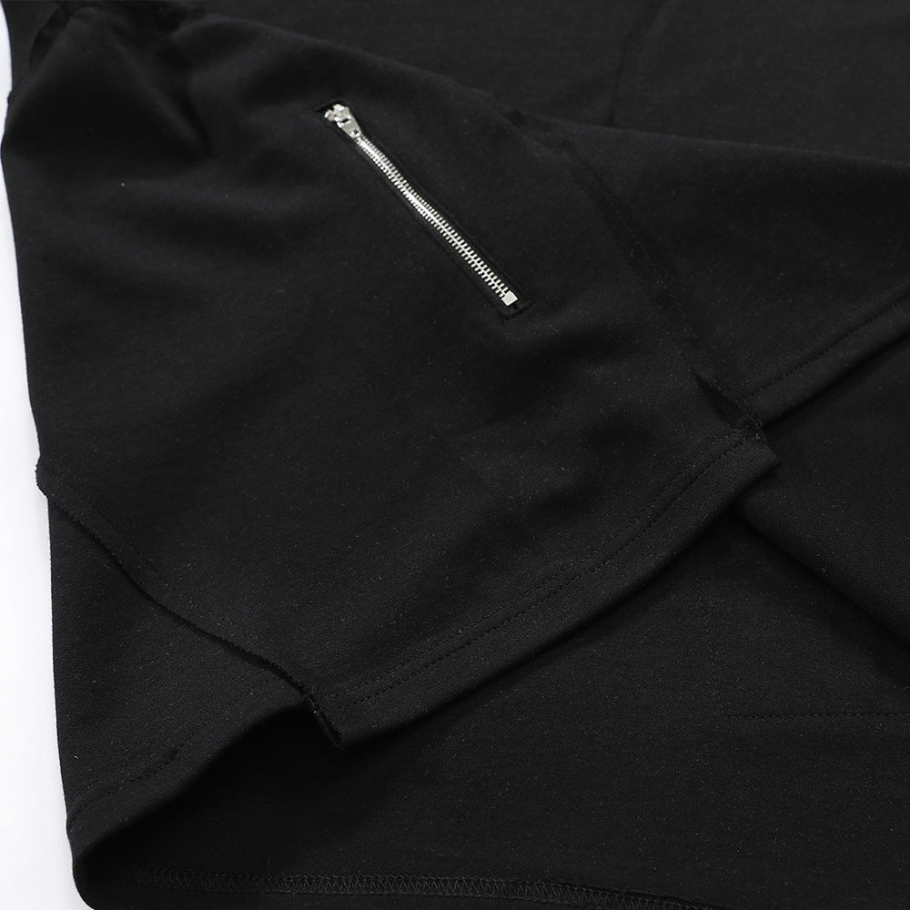 Howard – T-shirt à manches courtes avec couture irrégulière et fermeture éclair latérale