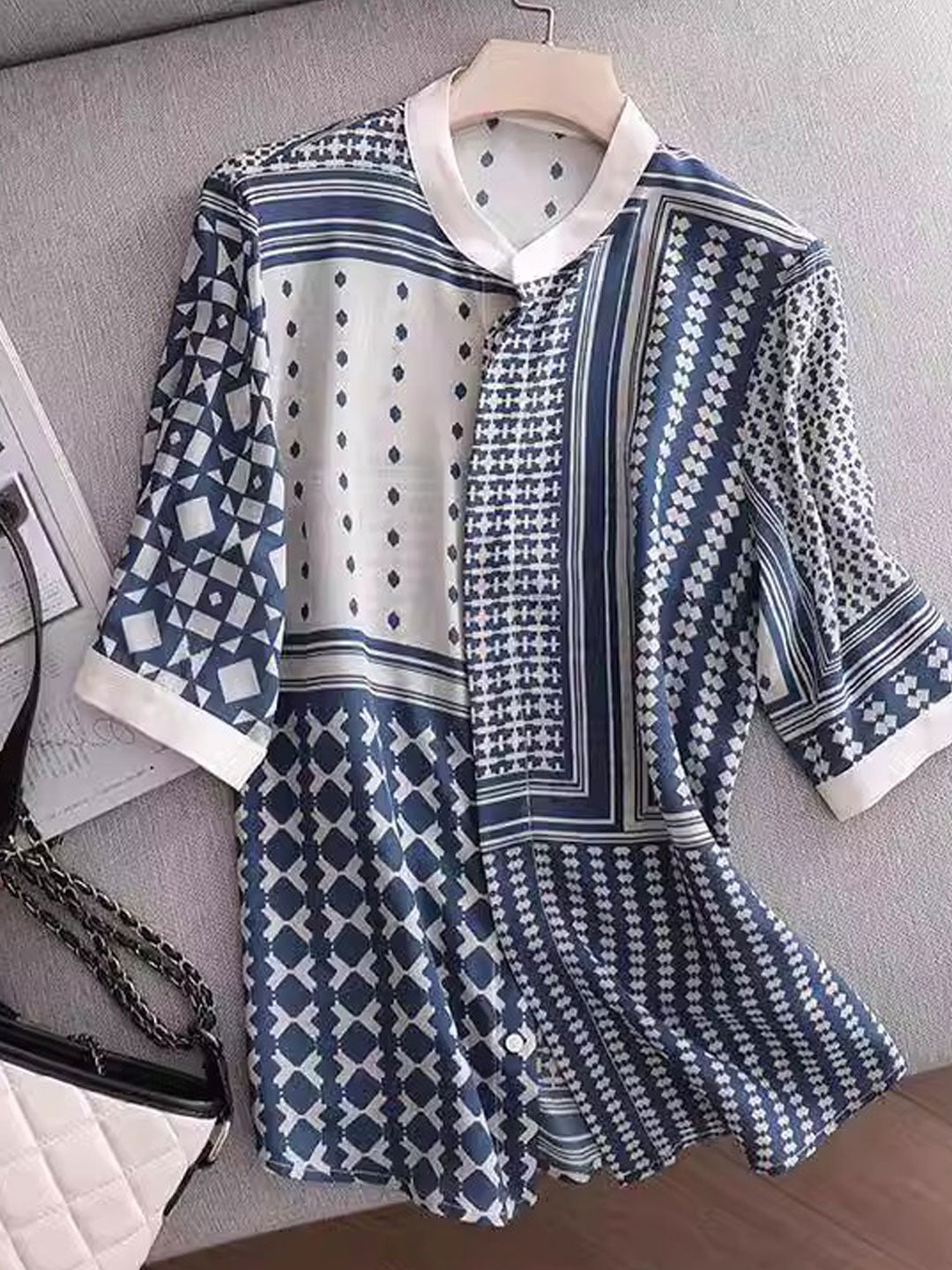 Jenny – Chemise Rétro à Carreaux et Rayures