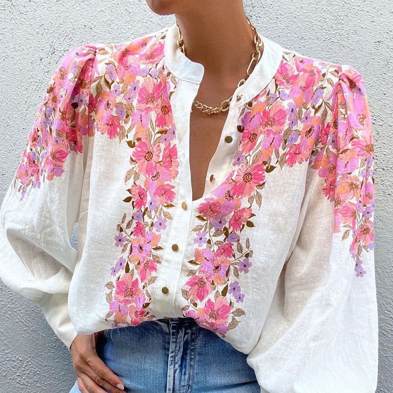 Jean – Chemise Ample à Manches Longues Imprimée