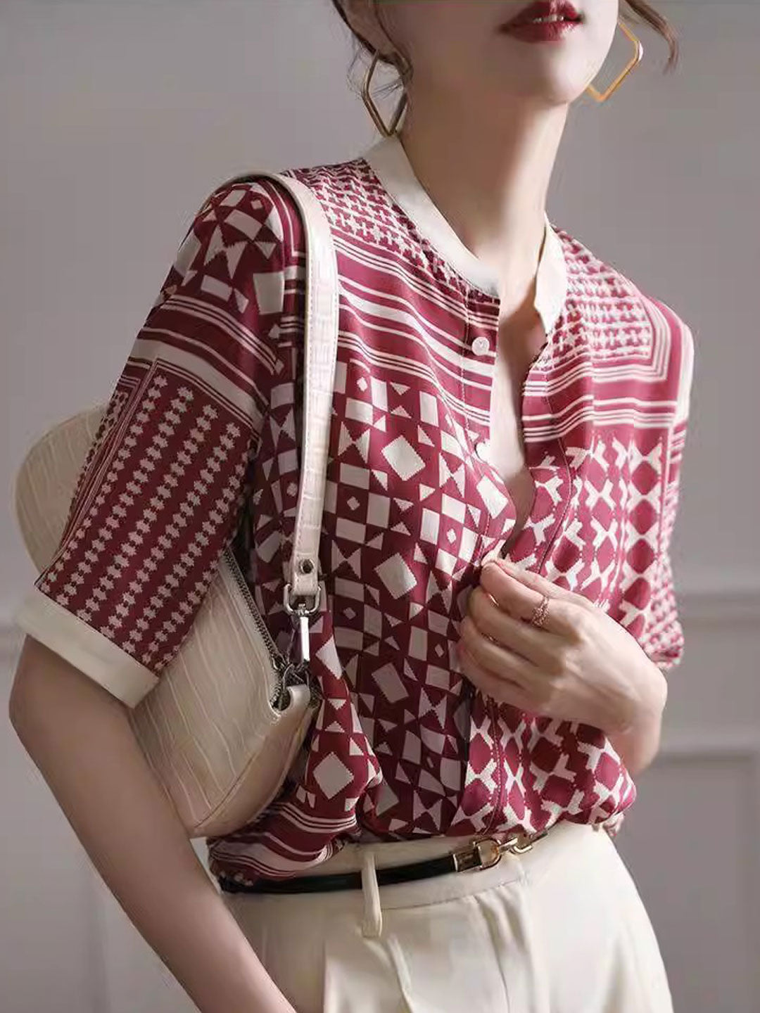 Jenny – Chemise Rétro à Carreaux et Rayures