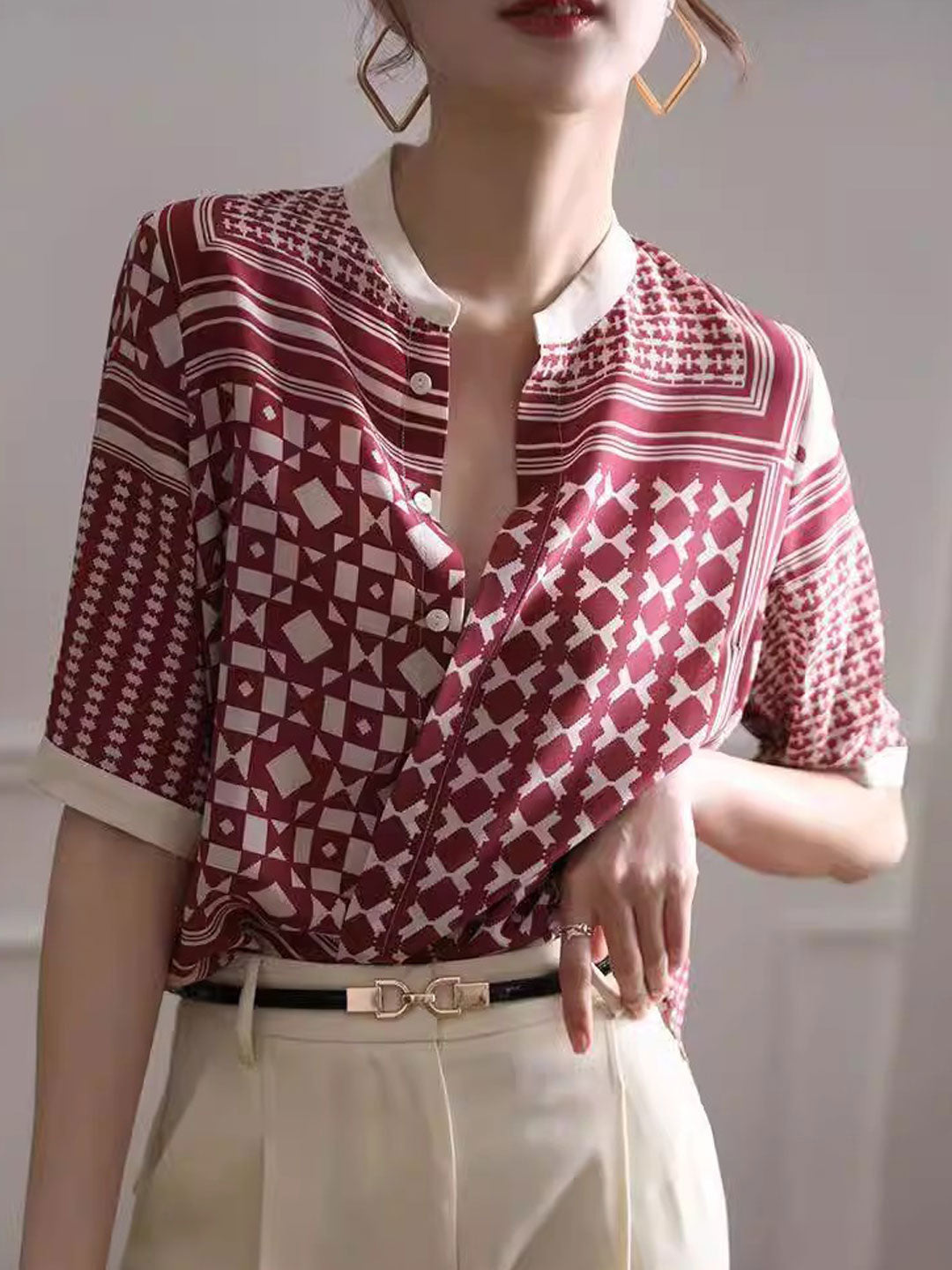 Jenny – Chemise Rétro à Carreaux et Rayures