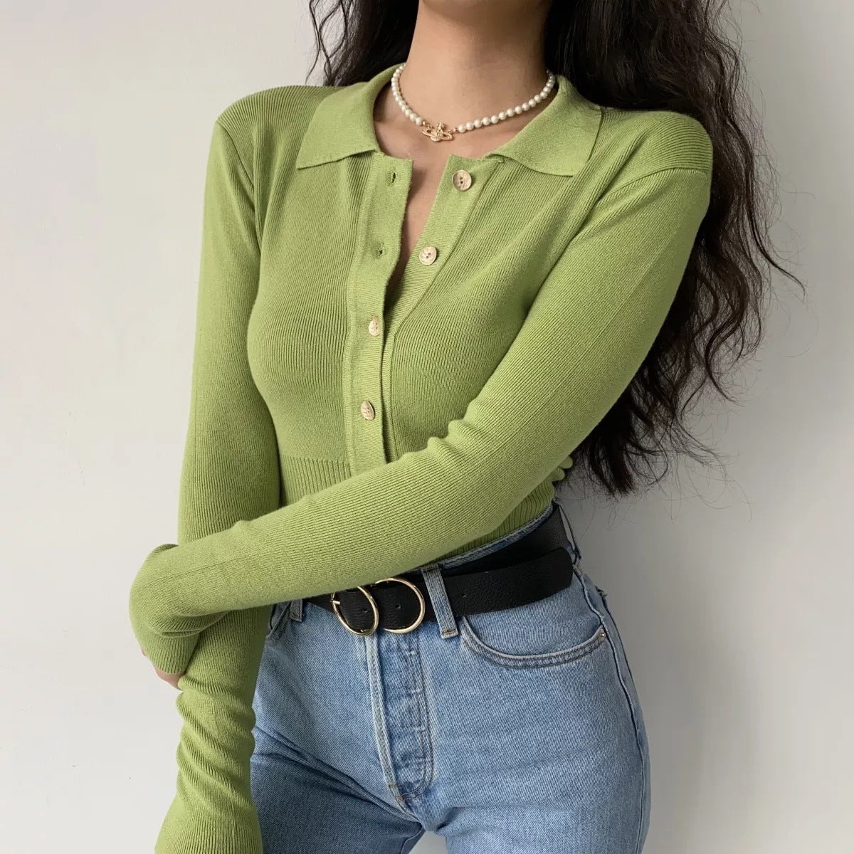 Giles – Pull à col polo slim rétro
