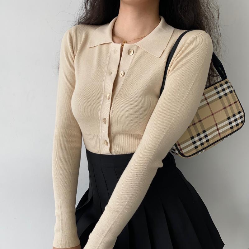 Giles – Pull à col polo slim rétro