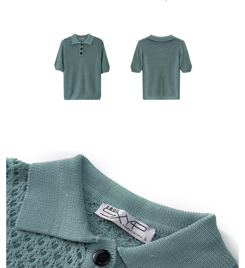 Sharon – Haut Tricoté Style Western à Col Polo