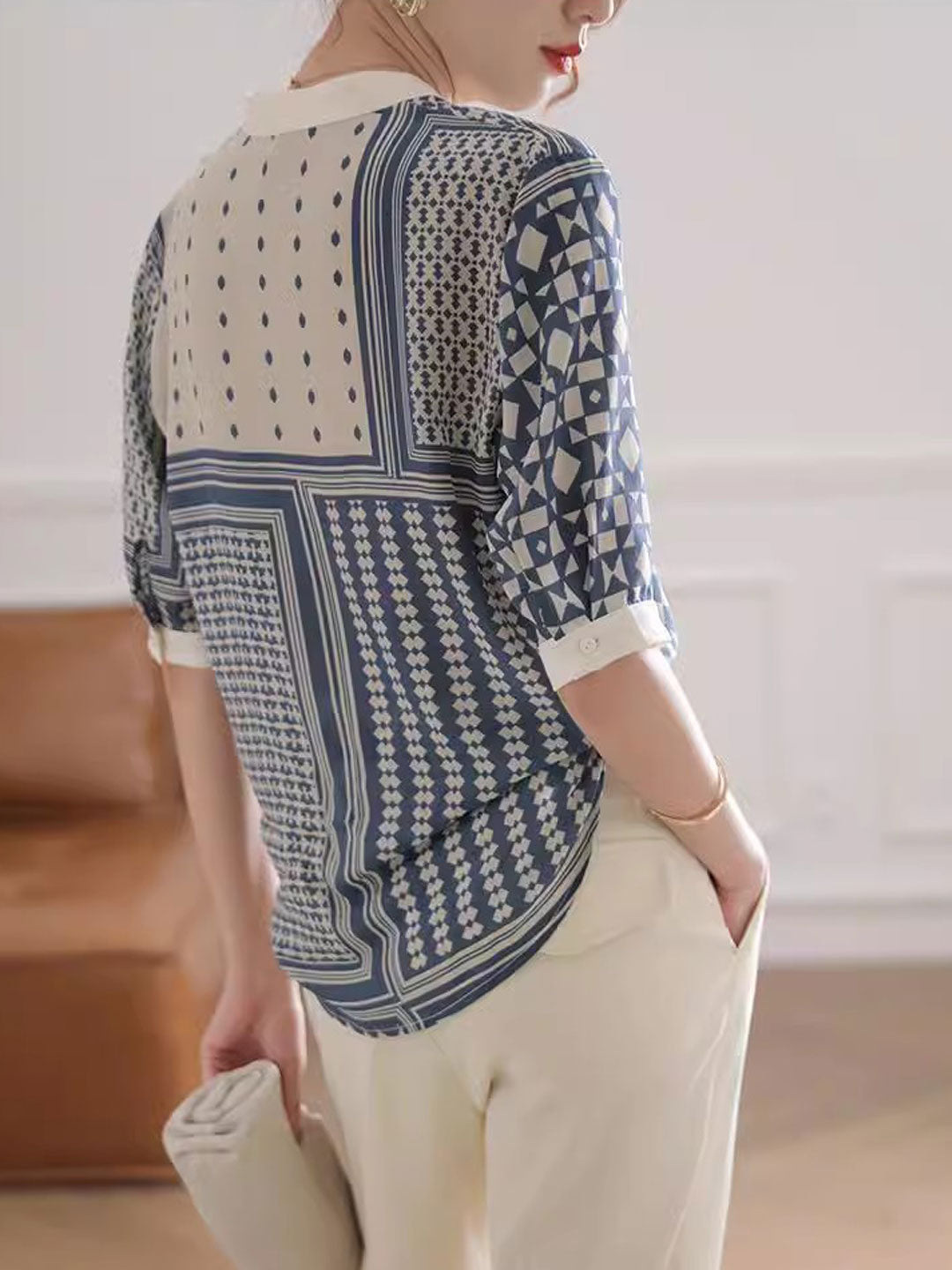 Jenny – Chemise Rétro à Carreaux et Rayures