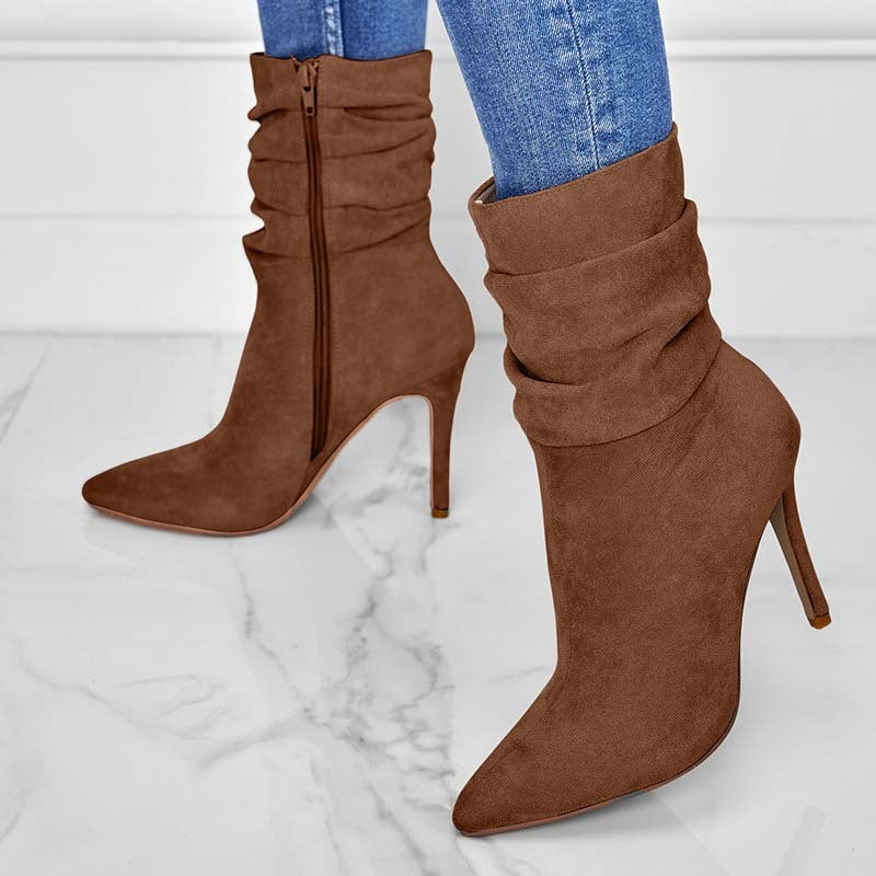 Samantha – Bottines à Talon Aiguille avec Fermeture Éclair