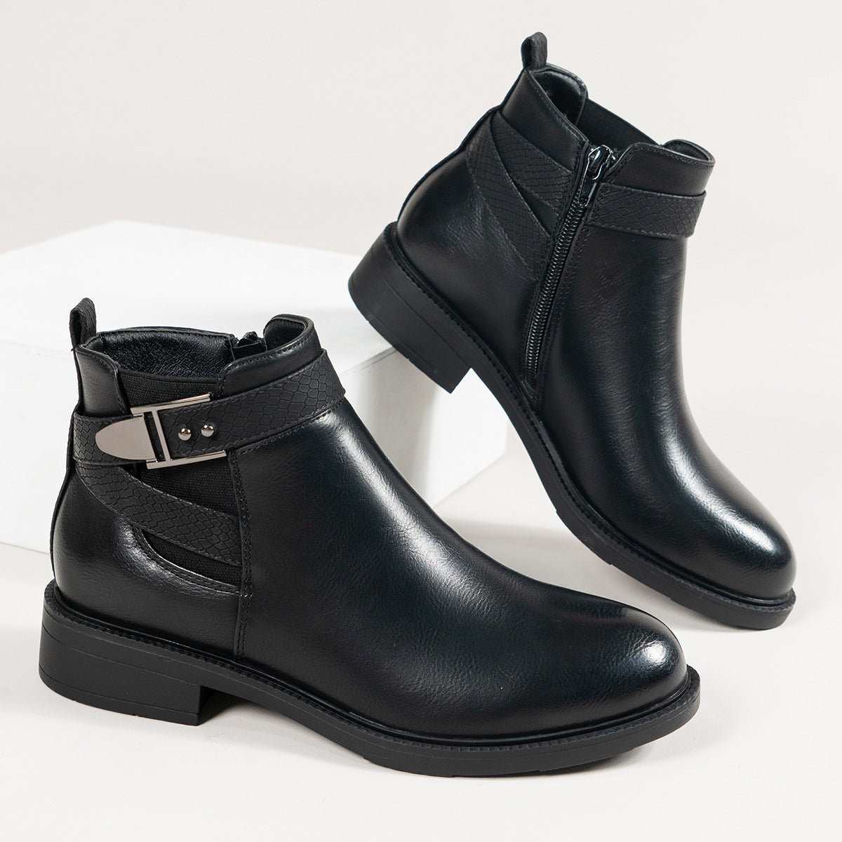 Anne – Bottines Chelsea Femmes avec Fermeture Éclair et Boucle