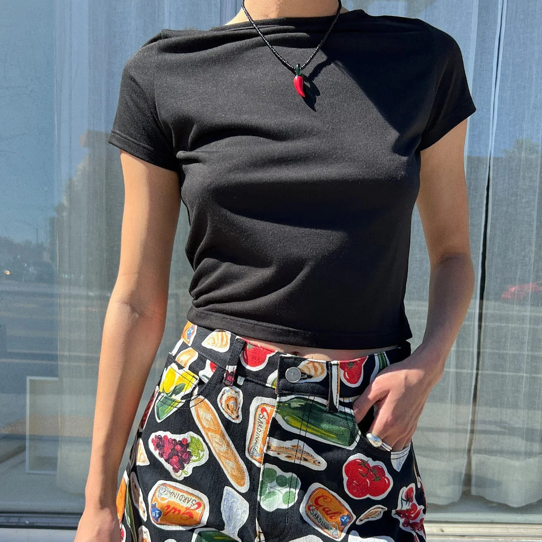 Marie – T-shirt en Coton Imprimé à Manches Courtes Y2G