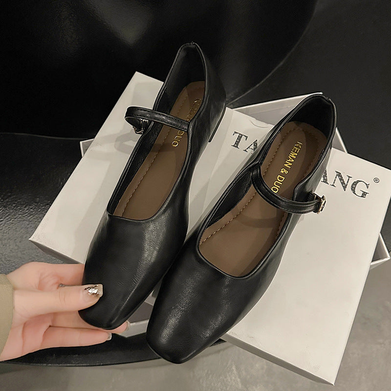 Ruth – Chaussures Mary Jane à Talon Plat Style Coréen en Cuir Végan