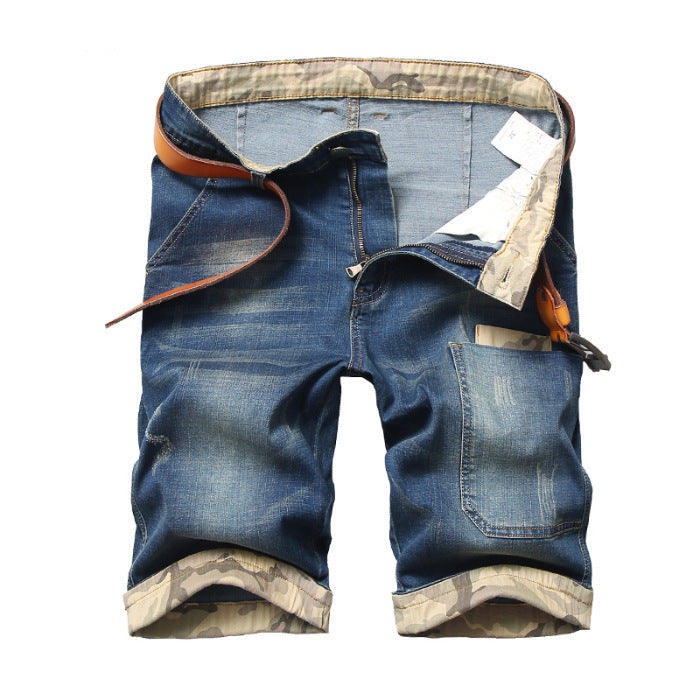 Simon – Shorts en Jean Droit à Patchs