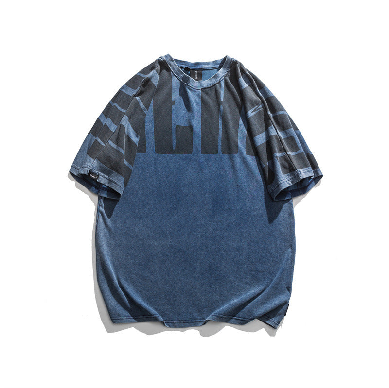 Rhys – T-shirt rétro japonais à manches courtes lavées pour hommes