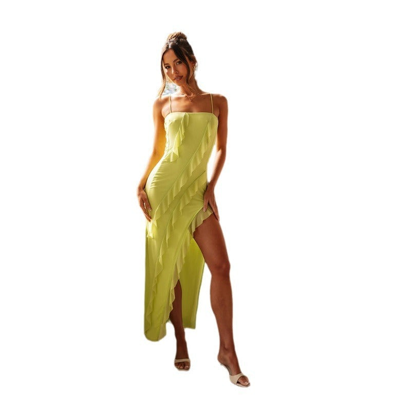 Alison – Robe Dos Nu à Bretelles avec Volants