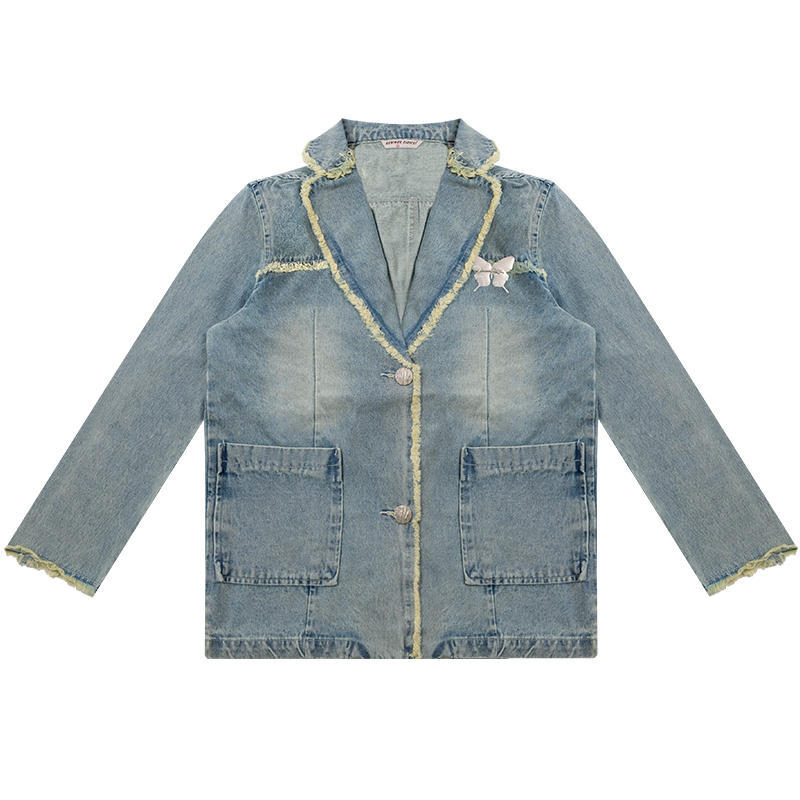 Andrea – Veste de costume en denim décontractée pour femmes