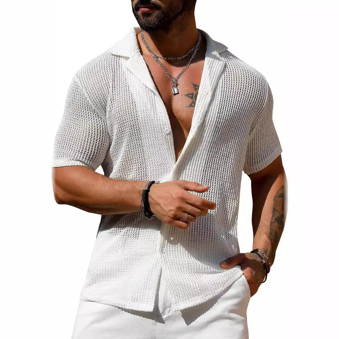 Jon – Chemise Cardigan Respirante à Manches Courtes