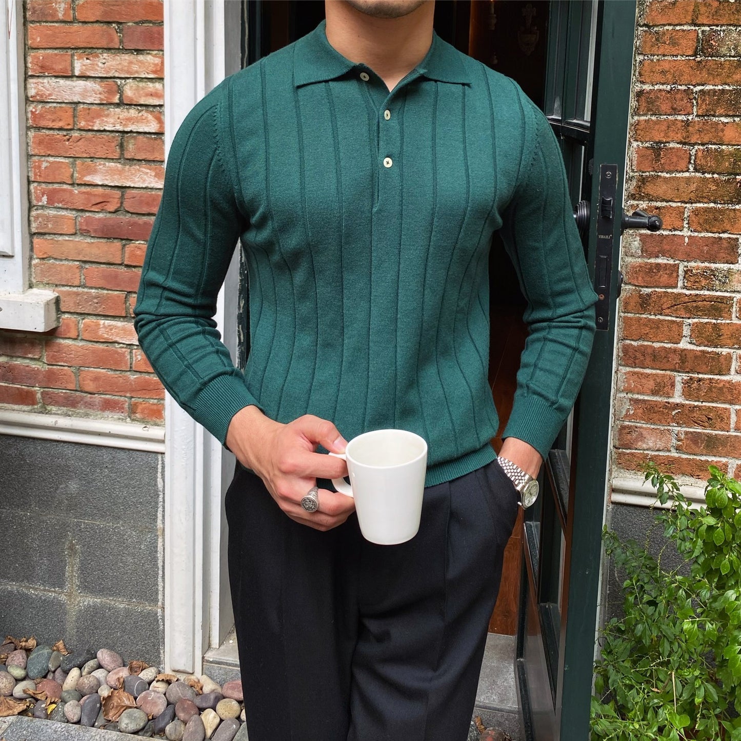Walter – Chemise à manches longues tricotée et ajustée