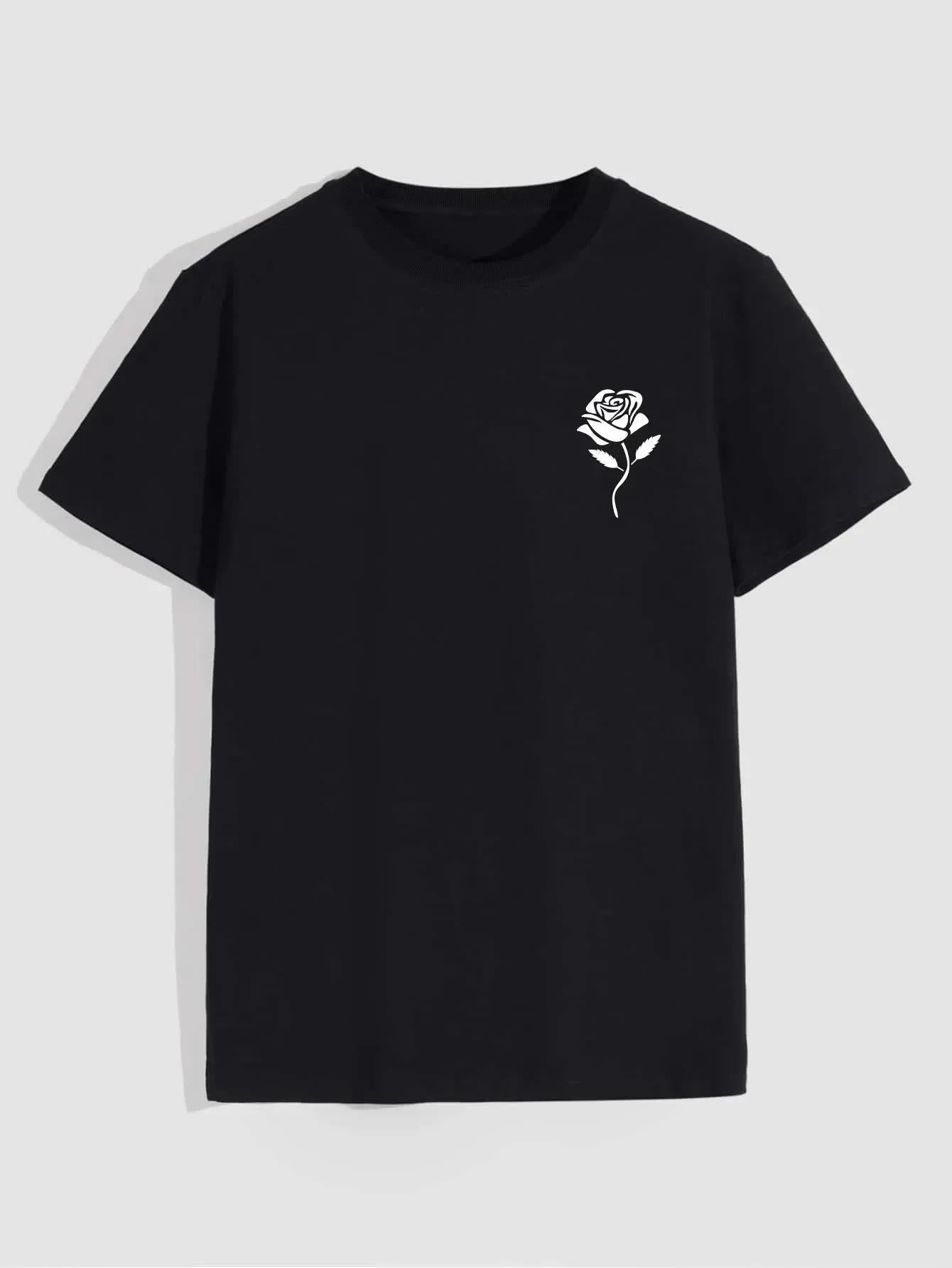 Danny – T-shirt Imprimé Rose pour Hommes, Col Rond, Manches Courtes