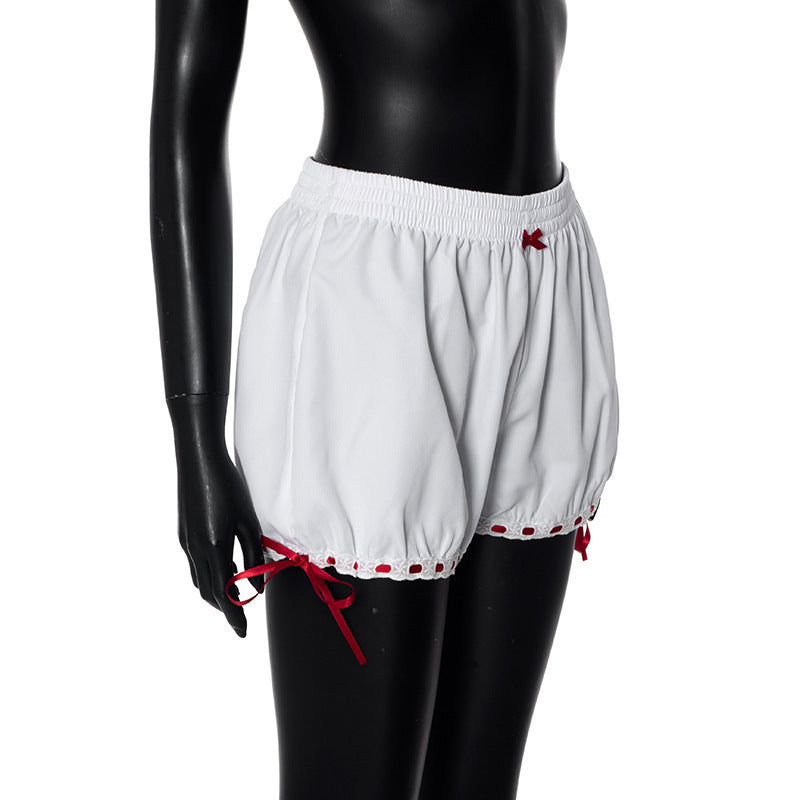 Lisa – Shorts avec Nœud en Dentelle et Couleurs Contrastées