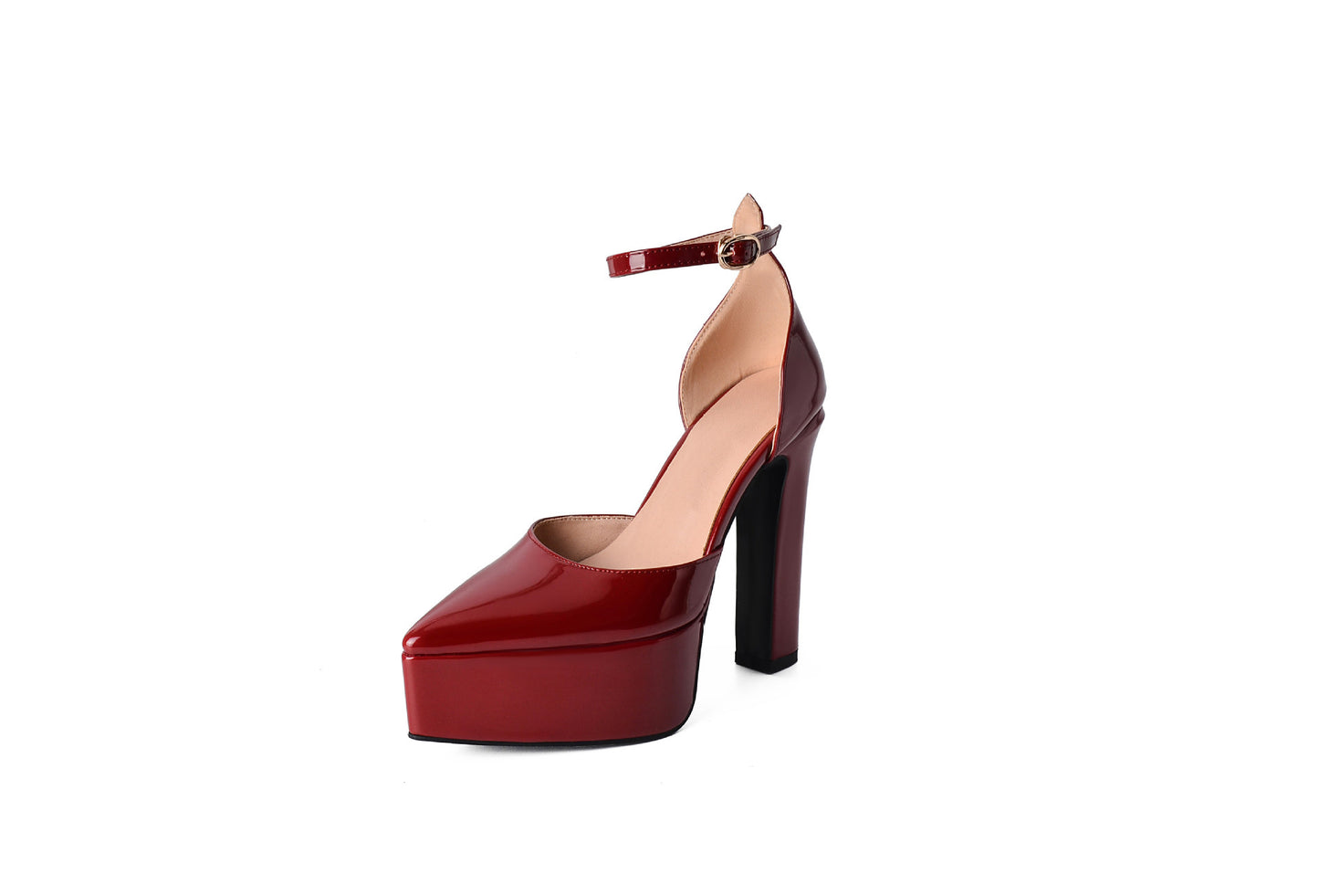 Andrea – Sandales à Talons Épais à Boucle et Pointe Creuse en Cuir Végan
