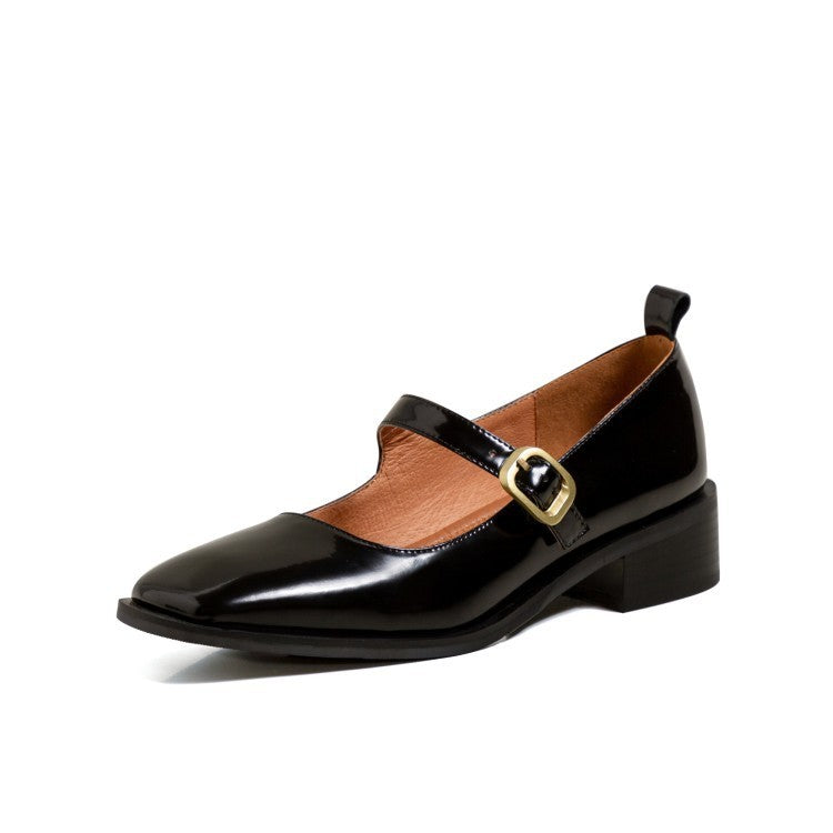 Kate – Chaussures Plates Bout Carré avec Bouton