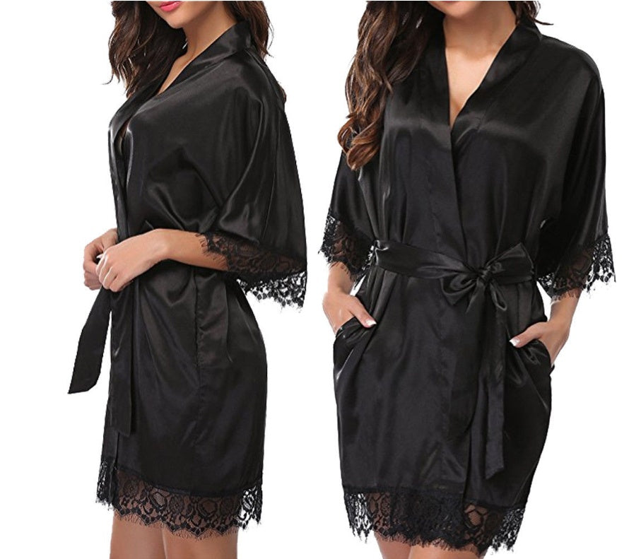 Amy – Chemise de Nuit en Soie de Glace Imitation Taille Plus