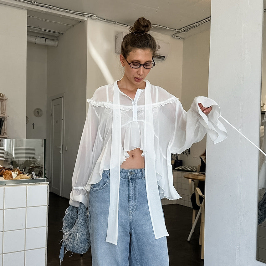 Abigail – Chemise Cardigan à Épaules Tombantes