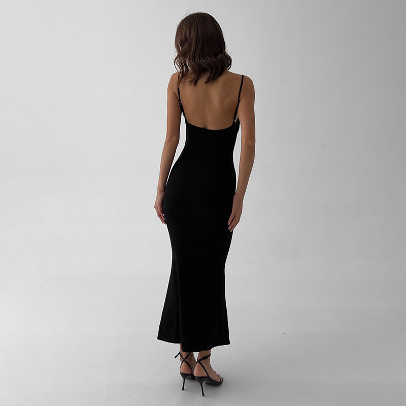 Alison – Robe Longue à Col Carré et Dentelle Sexy