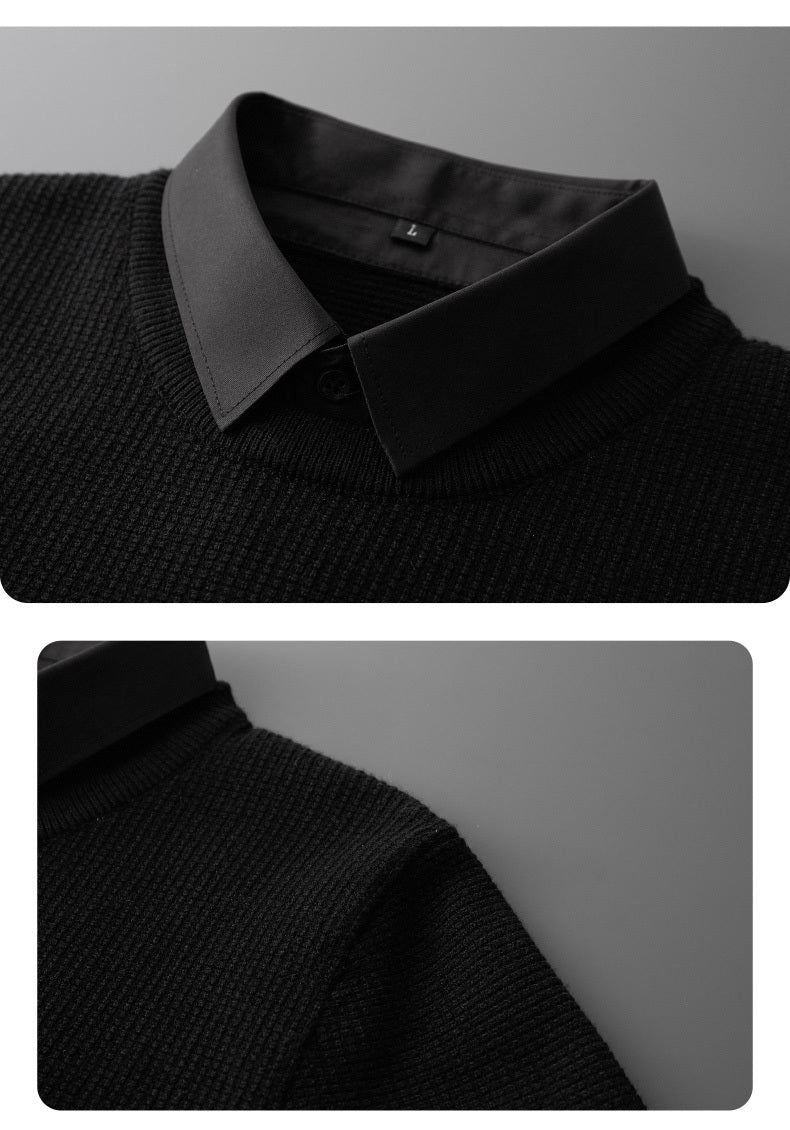 Samuel – Pull Tricoté Col Chemise Deux Pièces Pour Homme