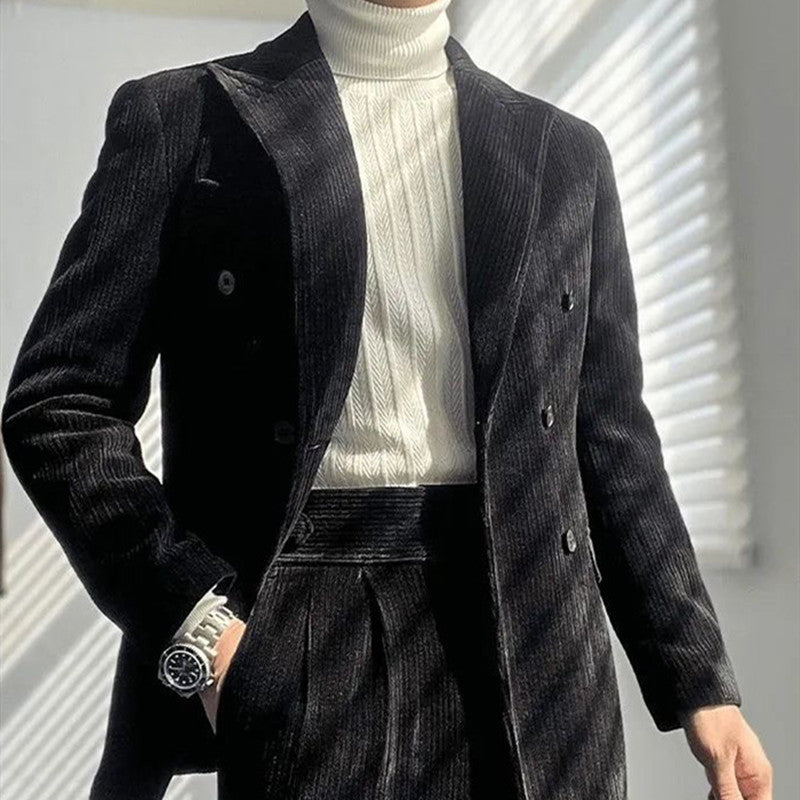Eric – Costume rétro en velours côtelé simple