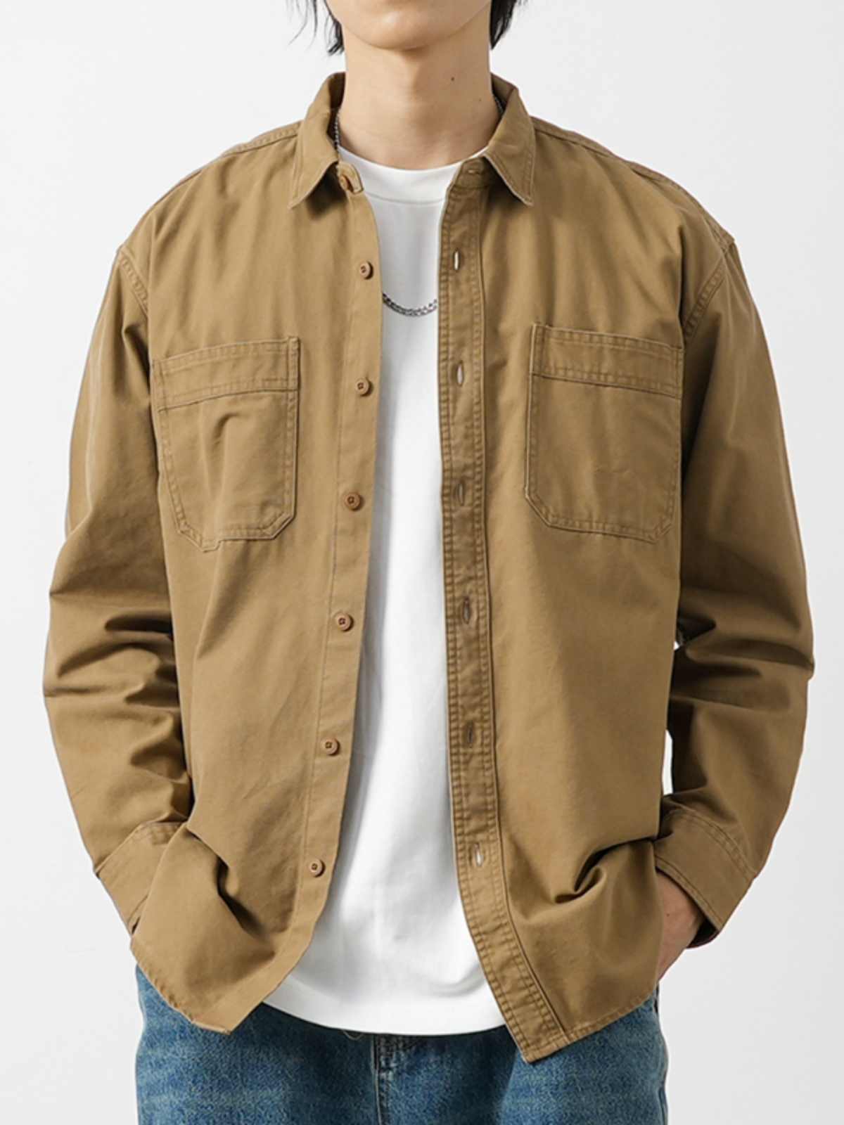 Jack – Chemise Casual Rétro en Coton Gris