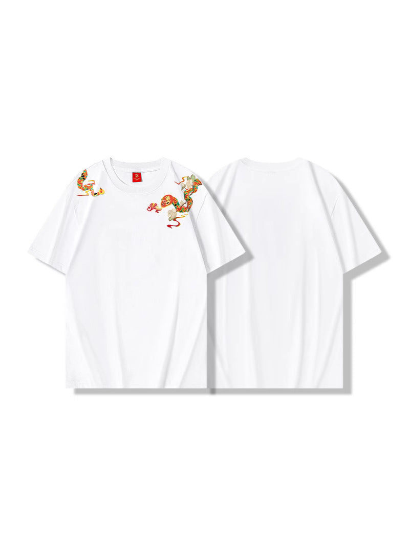 Mitchell – T-shirt Ample Brodé à Col Rond Manches Courtes