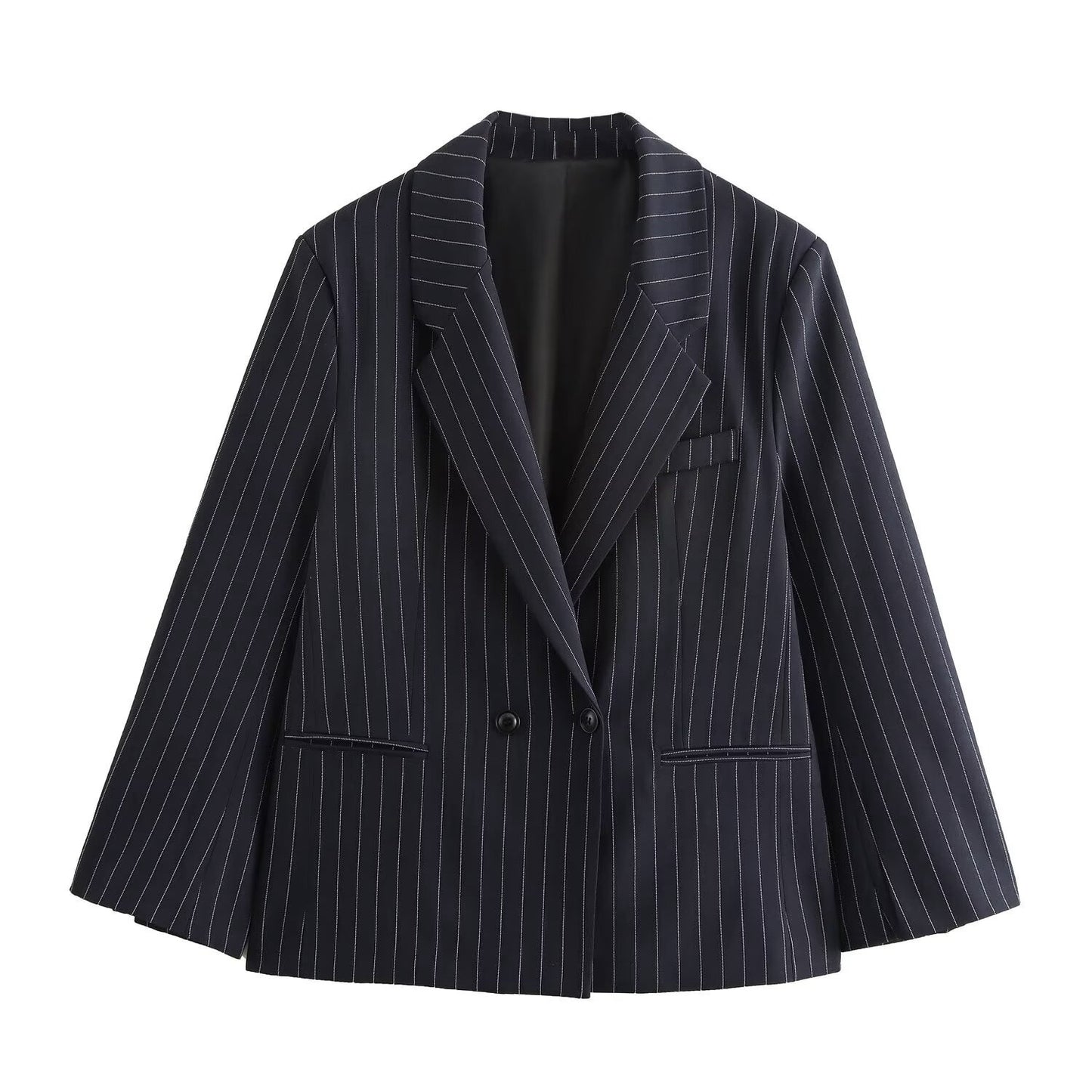 Anne – Manteau ample à rayures à double boutonnage