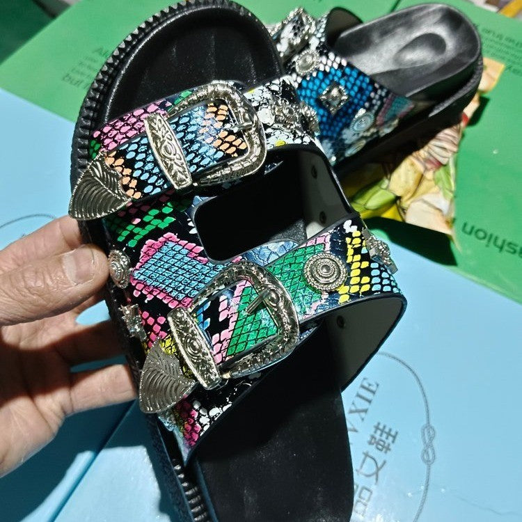 Chelsea – Chaussons Rivet Motif Python et Léopard Grande Taille
