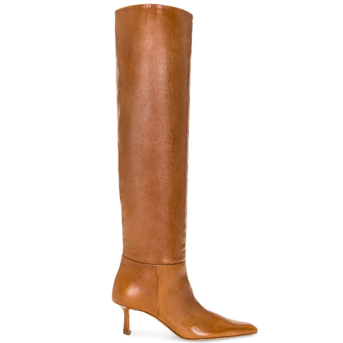 Shannon – Bottes à Talon Aiguille Style Plissé pour Femmes