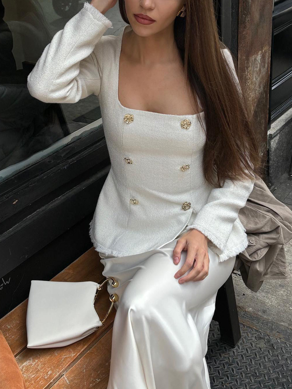 Brett – Blazers à Col Carré à Manches Longues