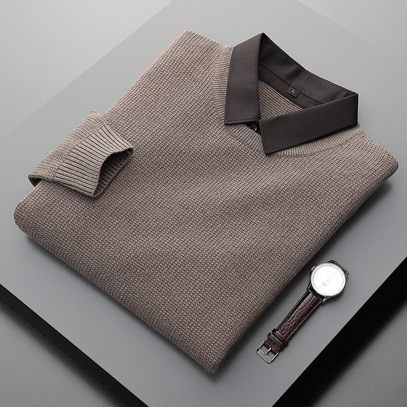 Samuel – Pull Tricoté Col Chemise Deux Pièces Pour Homme